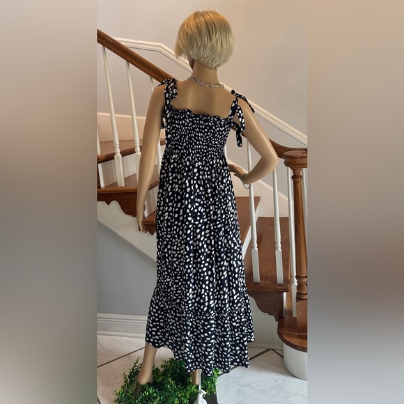 R. Vivimos Boho Smocked Black Polka Dot Ruffle Dress Sz. XL 16-18 - Picture 4 of 10